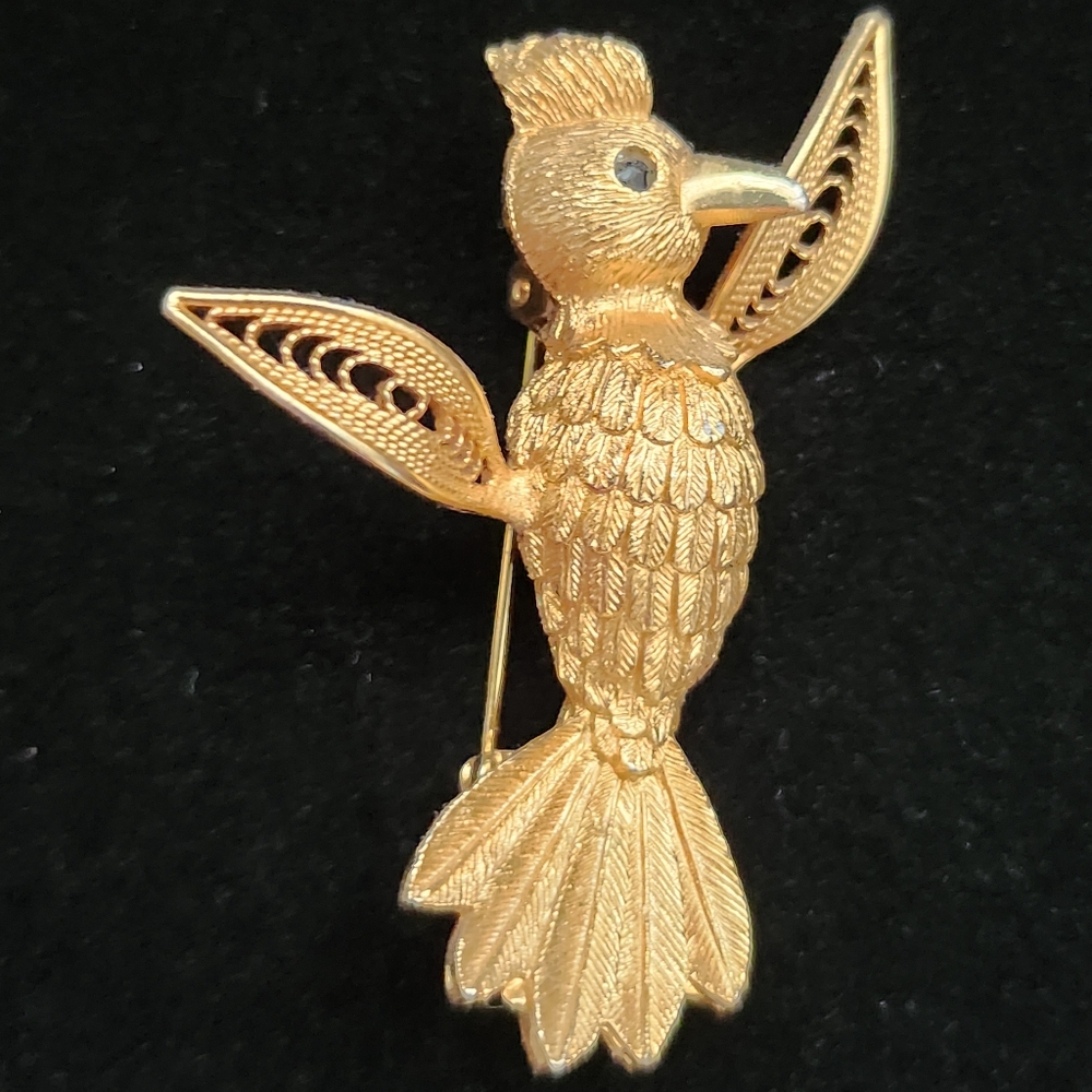 VTG JJ Bird Brooch Gold Tone - Picture 5 of 13